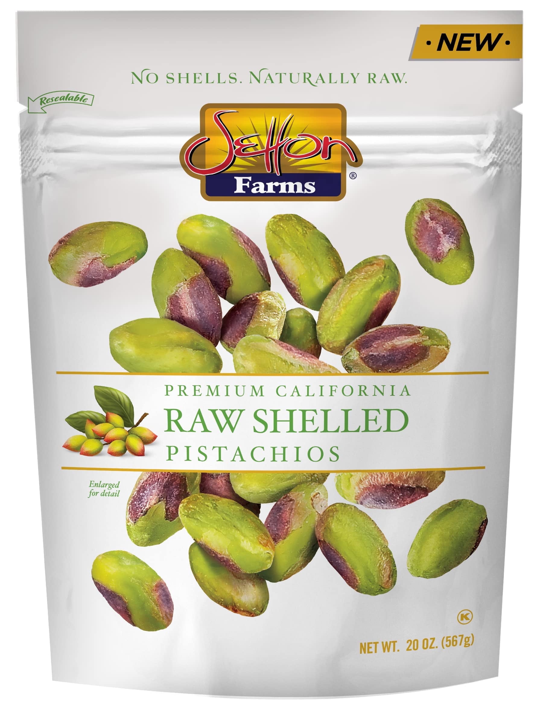 Setton Farms Naturally Raw Shelled Pistachios 20 oz Value Bag, No Shell Pistachios, Non-GMO Project Verified, Certified Gluten Free, Vegan and Kosher, Heart Healthy Snack, 20 Oz
