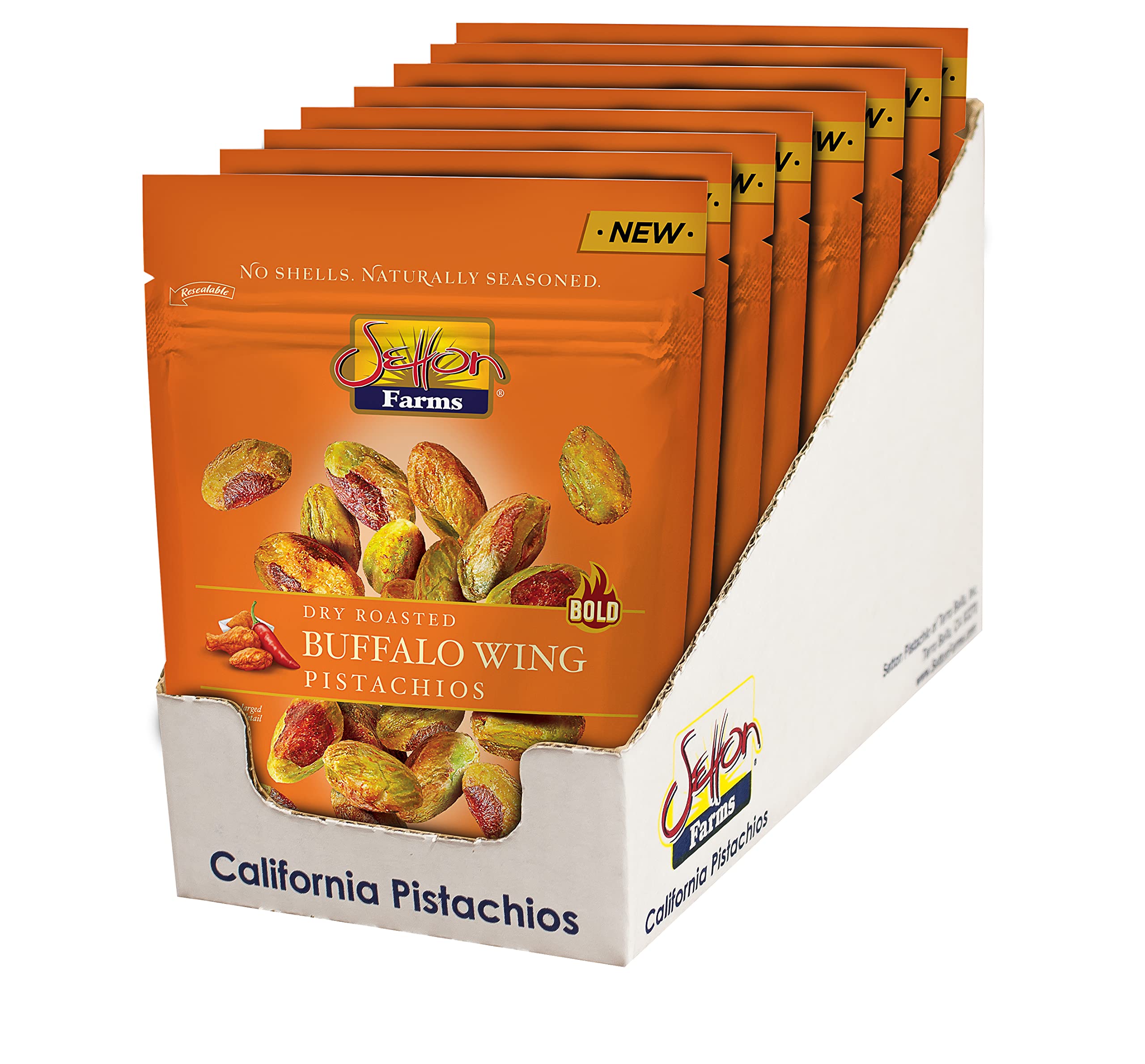 Setton Farms Pistachios, Buffalo Wing Bold Flavor Naturally Seasoned No Shell Pistachio Nuts