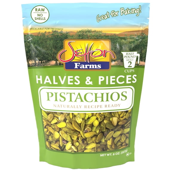 Setton Farms Shelled Pistachio Kernels, Halves & Pieces Raw, 8 Ounce (No Shells, Raw, Unsalted) (Perfect for making Dubai Chocolate, and other Baking and Cooking Needs).