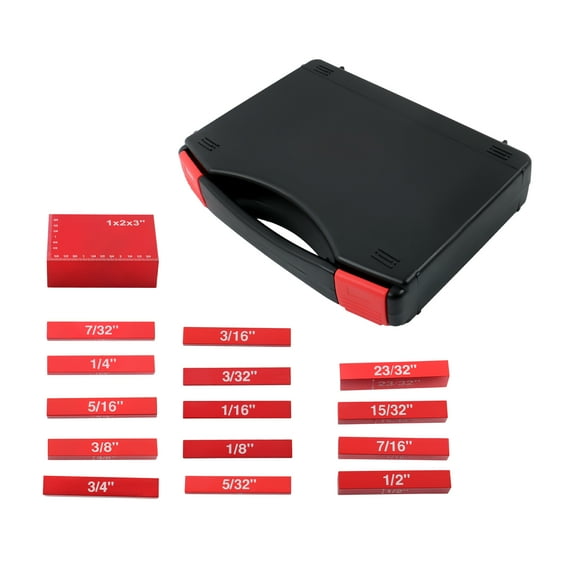 Setup Blocks Height Gauge Set, 15pcs Precision Aluminum Setup Bars for Router and Table Saw Accessories Woodworking Set Up, Easy Read Laser Etched Sizes, Storage Case