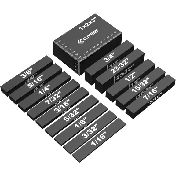 Setup Blocks Woodworking Tools - 15 PCS Height Gauge Block Set with Precision Ruler-Marked Bars, Table Saw Accessories (Large) Graving tools