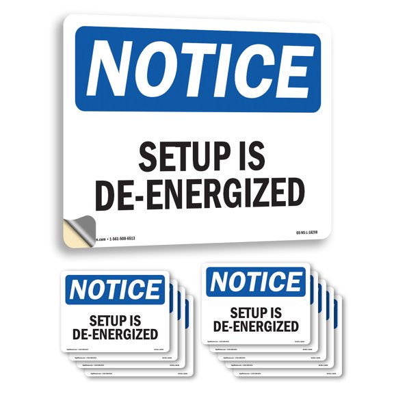 Setup Is De OSHA Notice Vinyl Decal Label 18 Inch x 12 Inch - 10 Pack