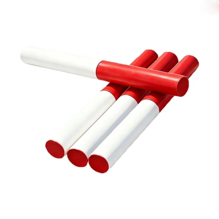 Seugxei 4-Pack Relay Batons, 30cm x 3cm PVC Track and Field Running Batons, Red & White