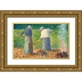 thumbnail image 1 of Seurat, Georges 14x10 Gold Ornate Wood Framed with Double Matting Museum Art Print Titled - Haymakers at Montfermeil , 1 of 4