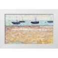 thumbnail image 1 of Seurat, Georges 14x10 White Modern Wood Framed Museum Art Print Titled - Four Boats at Grandcamp, 1 of 4