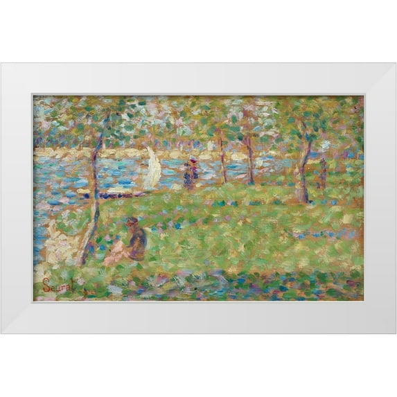 Seurat, Georges 14x10 White Modern Wood Framed Museum Art Print Titled - Study for La Grande Jatte