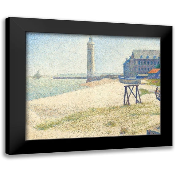 Seurat, Georges 14x12 Black Modern Framed Museum Art Print Titled - The Lighthouse at Honfleur