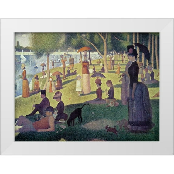 Seurat, Georges 14x12 White Modern Wood Framed Museum Art Print Titled - Apres-midi a l le de La Grande Jatte