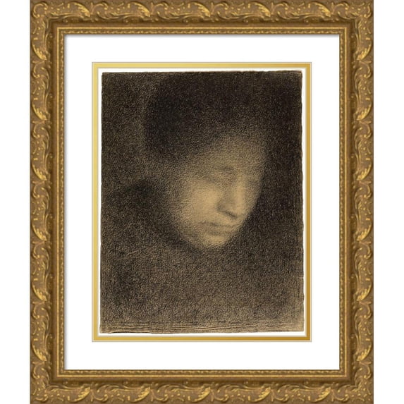 Seurat, Georges 15x18 Gold Ornate Wood Framed with Double Matting Museum Art Print Titled - Madame Seurat, the Artists Mother (Madame Seurat, mere)