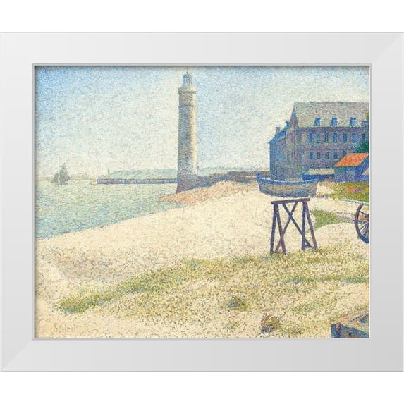 Seurat, Georges 18x15 White Modern Wood Framed Museum Art Print Titled - The Lighthouse at Honfleur