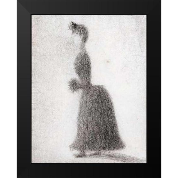 Seurat, Georges 20x24 Black Modern Framed Museum Art Print Titled - La Promeneuse Au Manchon