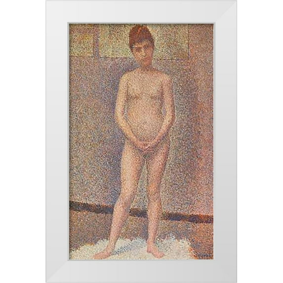 Seurat, Georges 21x32 White Modern Wood Framed Museum Art Print Titled - Standing Model