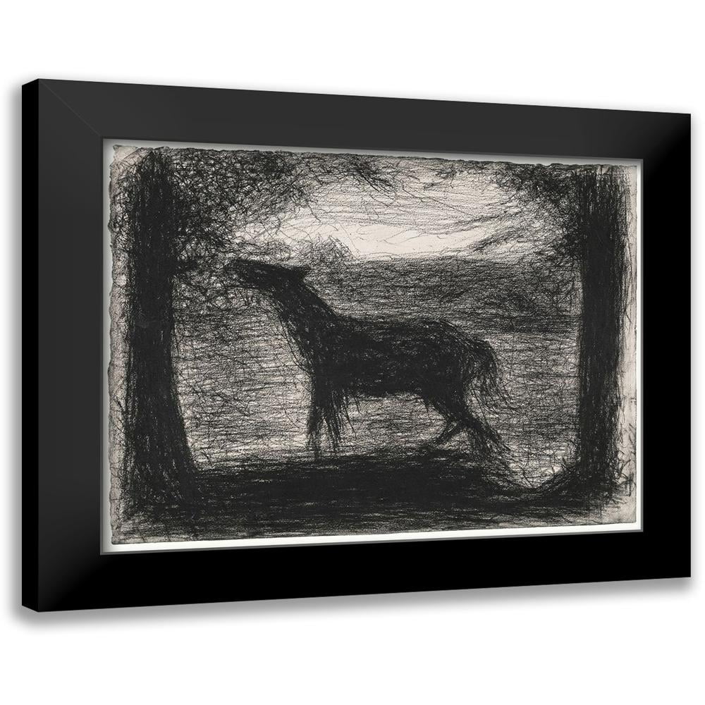 Georges Seurat Black and White Canvas Art Print in Modern Frame
