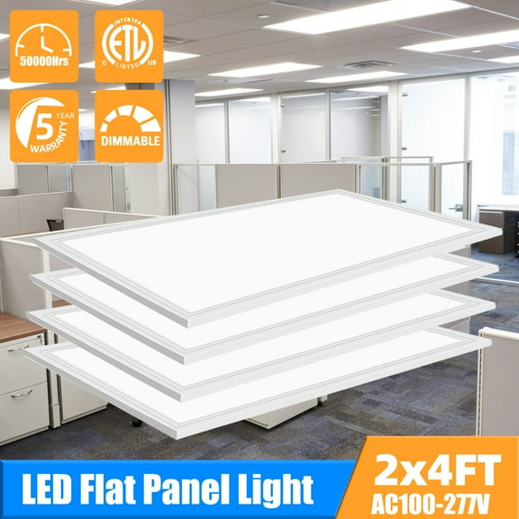 Seuron 2x4 ft LED Panel Light Fixtures,4Pack,5000k White,7800lm,Drop Ceiling Light,ETL Certificated
