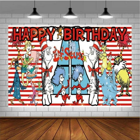 Seuss Banner Poster Wall Decor Birthday Backdrop Background Party Supplies Taspestry