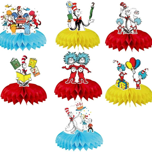 Seuss Centerpieces Honeycomb Table Toppers Decorations for Photo Props Birthday Party Decor Supplies