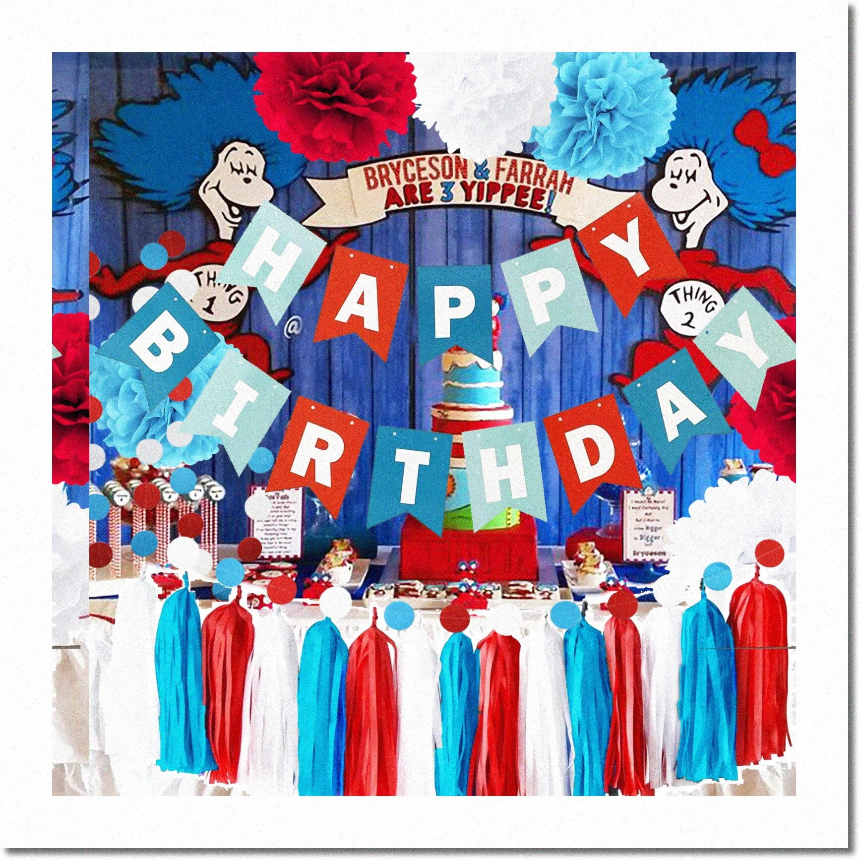 Seussical Celebration Kit: Cat in the Hat Birthday Decorations with