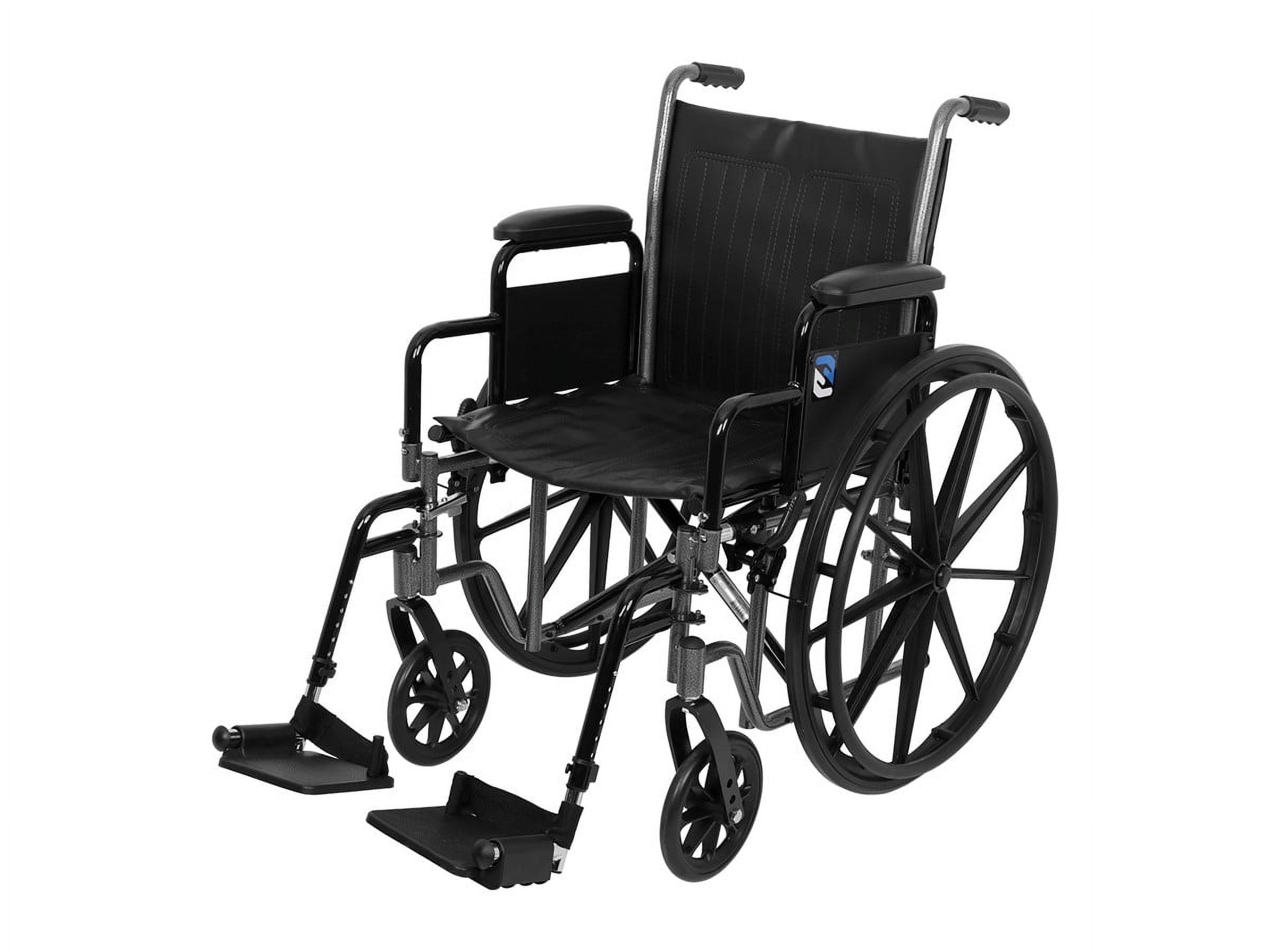 SevaCare by Monoprice Folding Wheelchair, Dual Brakes, 24-inch Rear Wheels, Adjustable Footrests, Detachable Desk Armrests, Up to 300lbs Weight Capacity