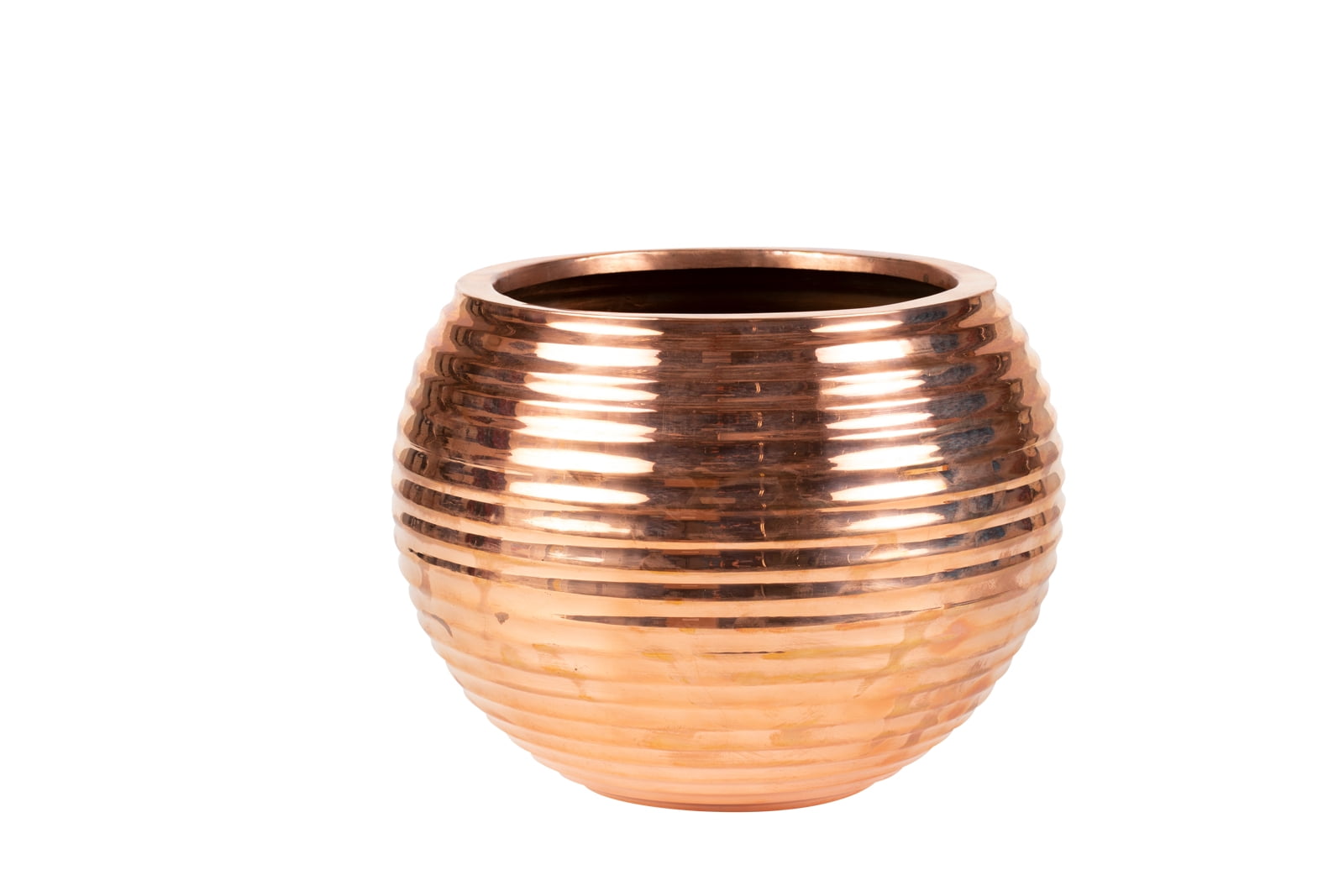 Sevda Pure Copper Ribbed Sphere Planter - 12