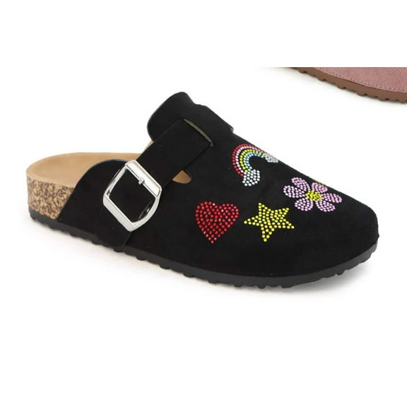 Seven 7 Girls Slip On Rhinestone and Buckle Padded Clogs