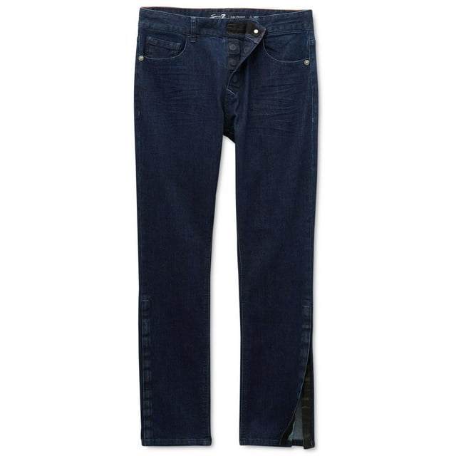 Seven 7 Mens Power Stretch Straight Leg Jeans, Blue, 36W x 32L