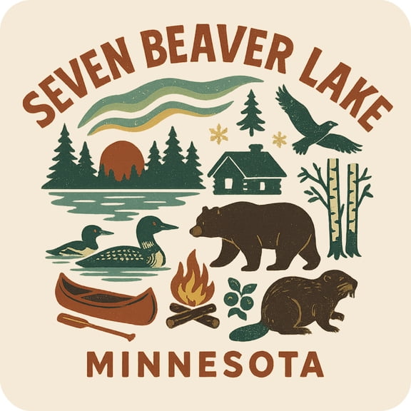 Seven Beaver Lake Minnesota Keepsakes Souvenir Vinyl Sticker – Destination Travel Keepsake Collectible (3-Inches Wide)