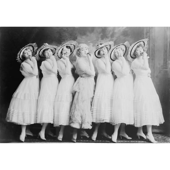 Seven Canary Cottage Young Women Of The Burlesque Theater. 1916. History (24 x 18)
