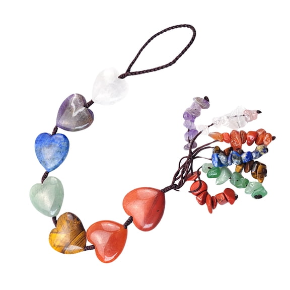 Seven Chakra Car Hanging Ornaments for Dashboard Raw Gemstones Charm Decoration Colorful