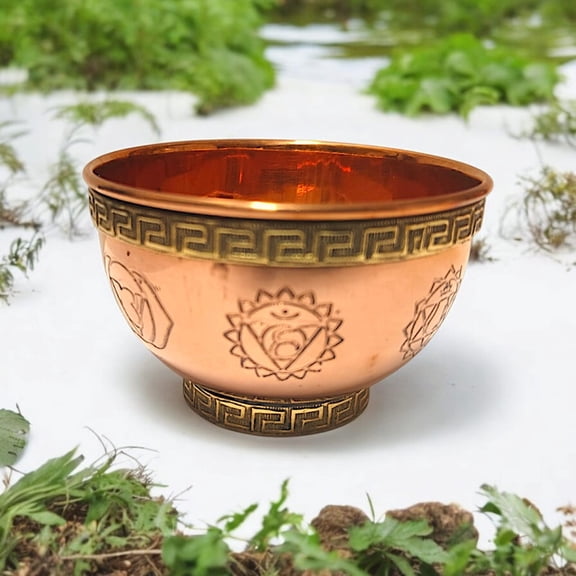 Seven Chakra Copper Offering Bowl for Altar Use, Rituals, Incense, Smudging, Decoration