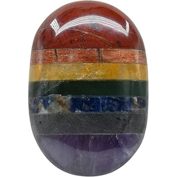 Seven Chakra Crystal Palm Stone