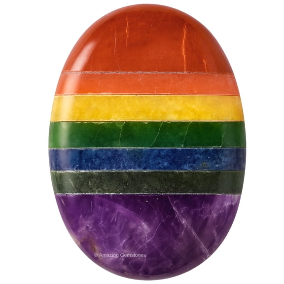 Seven Chakra Crystal Palm Stone