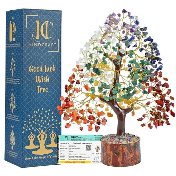 Seven Chakra Crystal Tree, Healing Crystal Tree For Home & Office, Multicolor | Feng Shui Good Luck Tree For Living Room & Hall | Unique Gift For Men & Women Housewarming & Anniversary