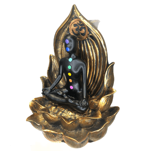 Seven Chakra Energy Zone Yofa Meditation Backflow Cone Incense Burner Metaphysical Natural Shaman Resin Home Decor Figurine