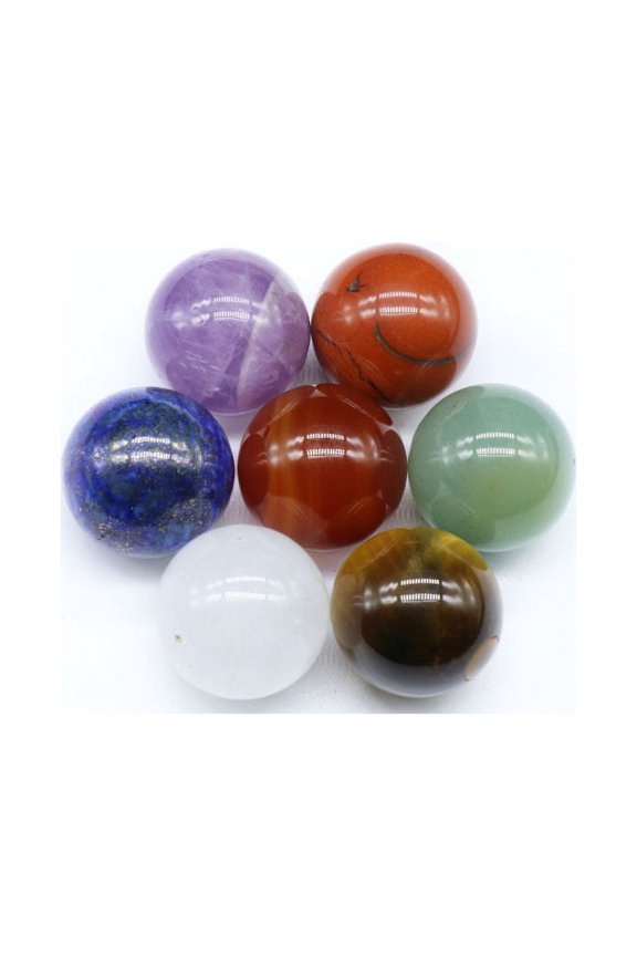 Seven Chakra Natural Energy Stone 20MM Round Ball Box
