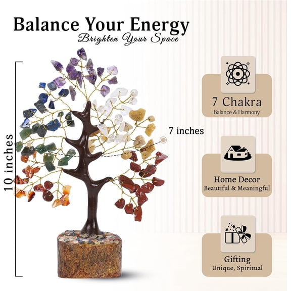 Seven Chakra Tree Of Life Crystal Tree, Crystals And Healing Stones, Birthday Gifts For Women, Healing Crystals And Stones Feng Shui Decor, Crystal Decor For Home Office, House Warming Gifts New Home