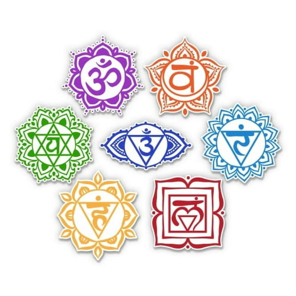 Seven Chakras - 2" Each Vinyl Stickers - For Car Laptop Water Bottle Phone - Waterproof Decals