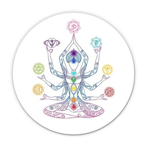Seven Chakras Yoga - 5" Vinyl Sticker - For Car Laptop I-Pad - Waterproof Decal