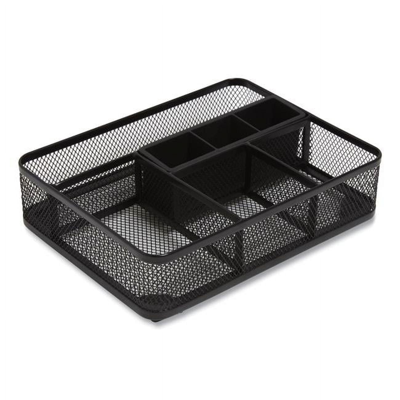 Seven Compartment Mesh Drawer Organizer, Black