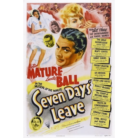 Seven Days' Leave Us Poster Art Victor Mature Lucille Ball 1942 Movie Poster Masterprint (24 x 36)