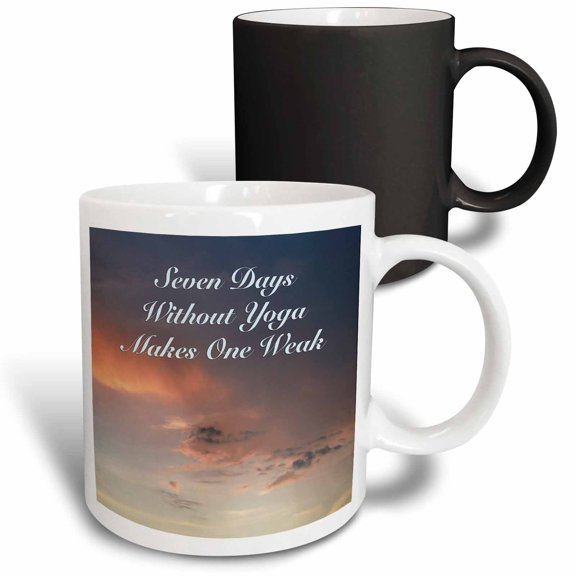 3drose, Seven Days Without Yoga Makes One Weak on a Cloud Background., 11oz Magic Transforming Mug