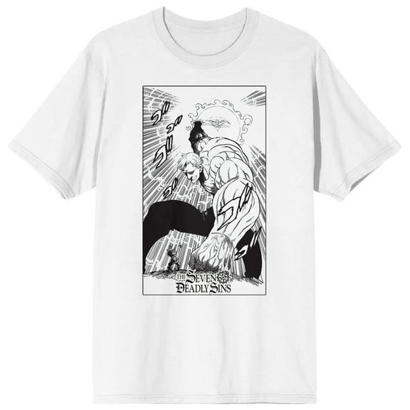 Seven Deadly Sins Manga Escanor With Divine Axe Crew Neck Short Sleeve Men's White T-shirt
-4XL