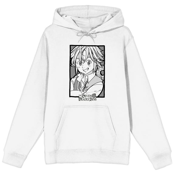 Seven Deadly Sins Manga Meliodas Character Art Long Sleeve White Adult Hooded Sweatshirt-3XL