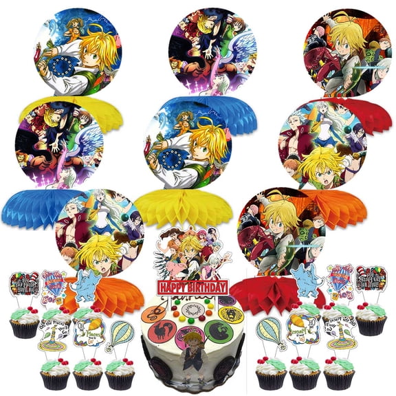 Seven Deadly Sins Party Decor Supplies Honeycomb Centerpieces&Table Toppers Cake Toppers Decorations for Birthday