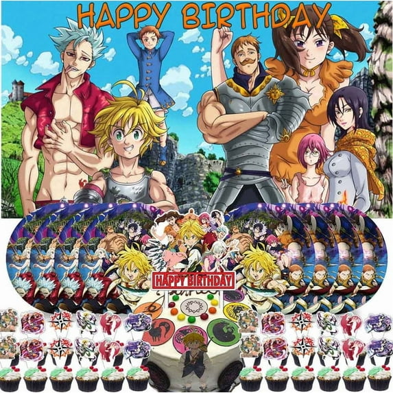 Seven Deadly Sins Party Supplies Birthday Decorations Plates Banner Kids Cake Toppers Set Decor