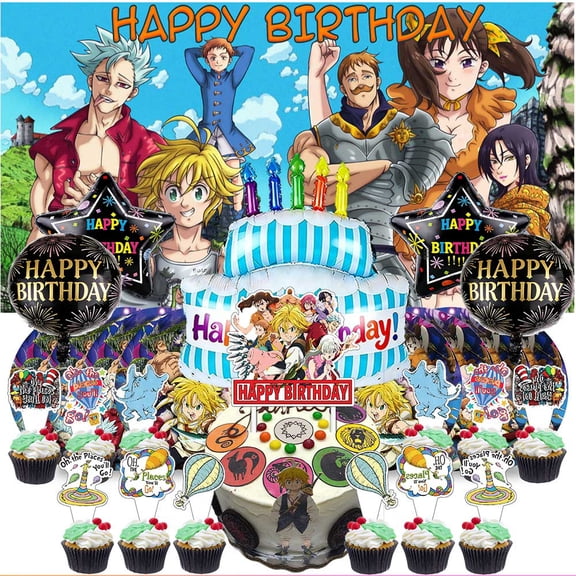 Seven Deadly Sins Supplies Plates Decoration Backdrop Banner Birthday Decor Tableware Fans Balloons