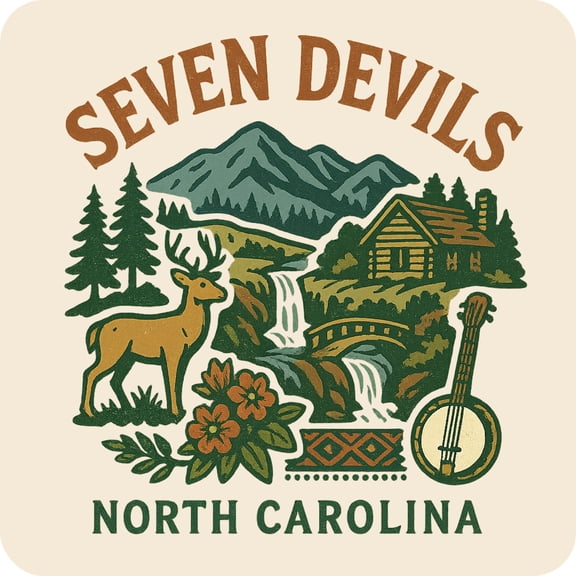 Seven Devils North Carolina Keepsakes Souvenir Vinyl Sticker – Destination Travel Keepsake Collectible (4-Inches Wide)