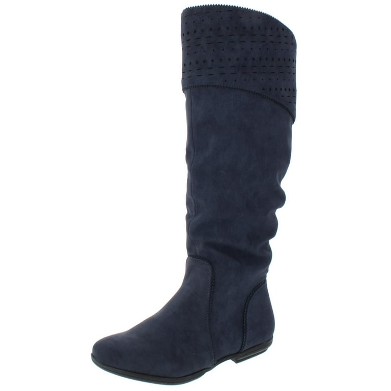 Seven Dials Womens Dillon Faux Suede Slouchy Knee High Boots Navy 5 Medium B M