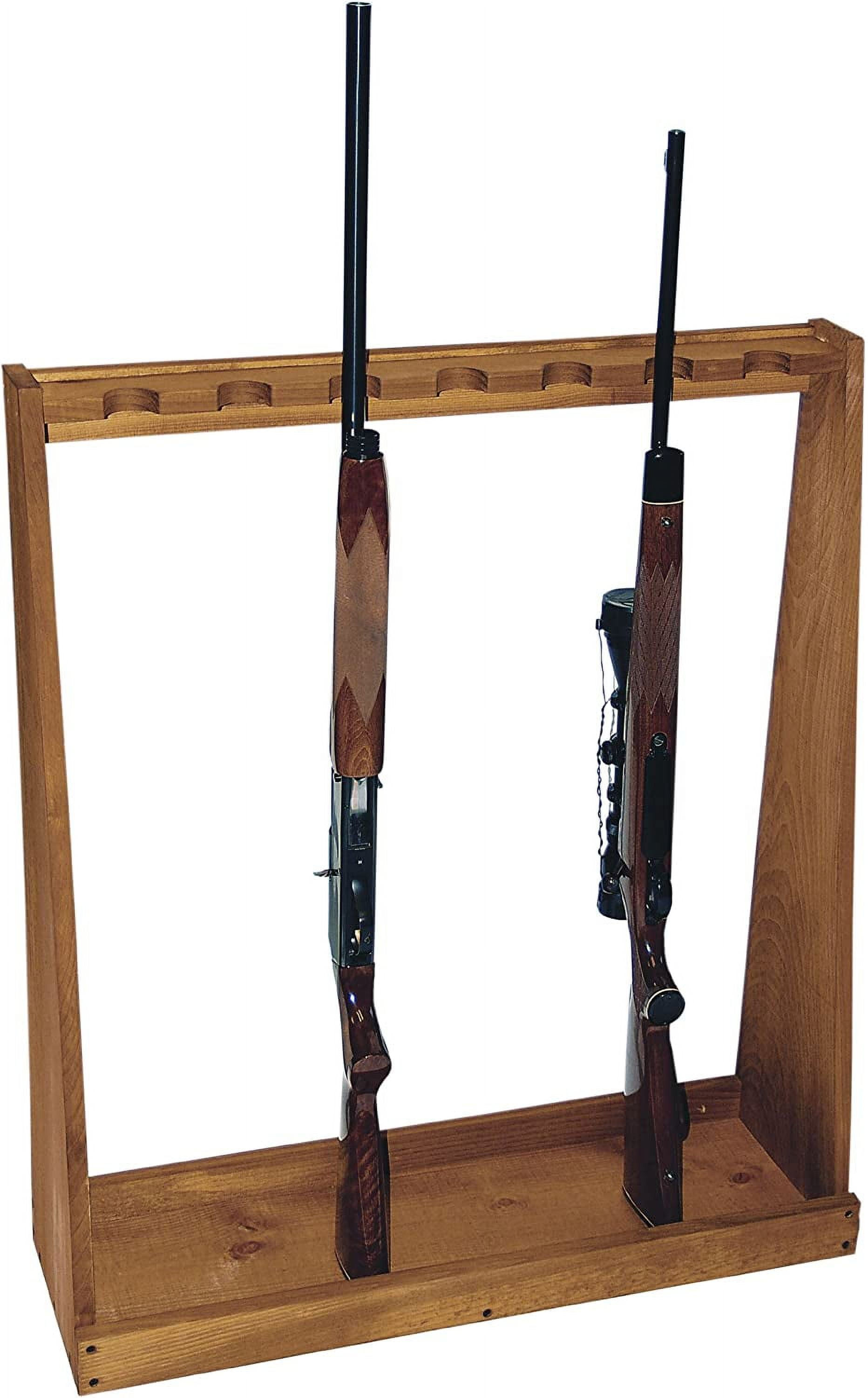 Seven-Gun Wooden Standing Floor Gun Display Rack. Fits Long Guns ...