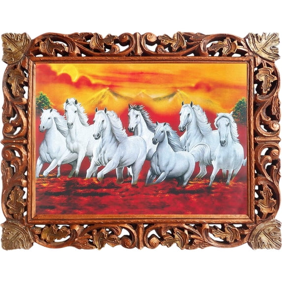 Seven Horses Running Wall Poster - Vastu Shastra Horse Wall Art Framed ...