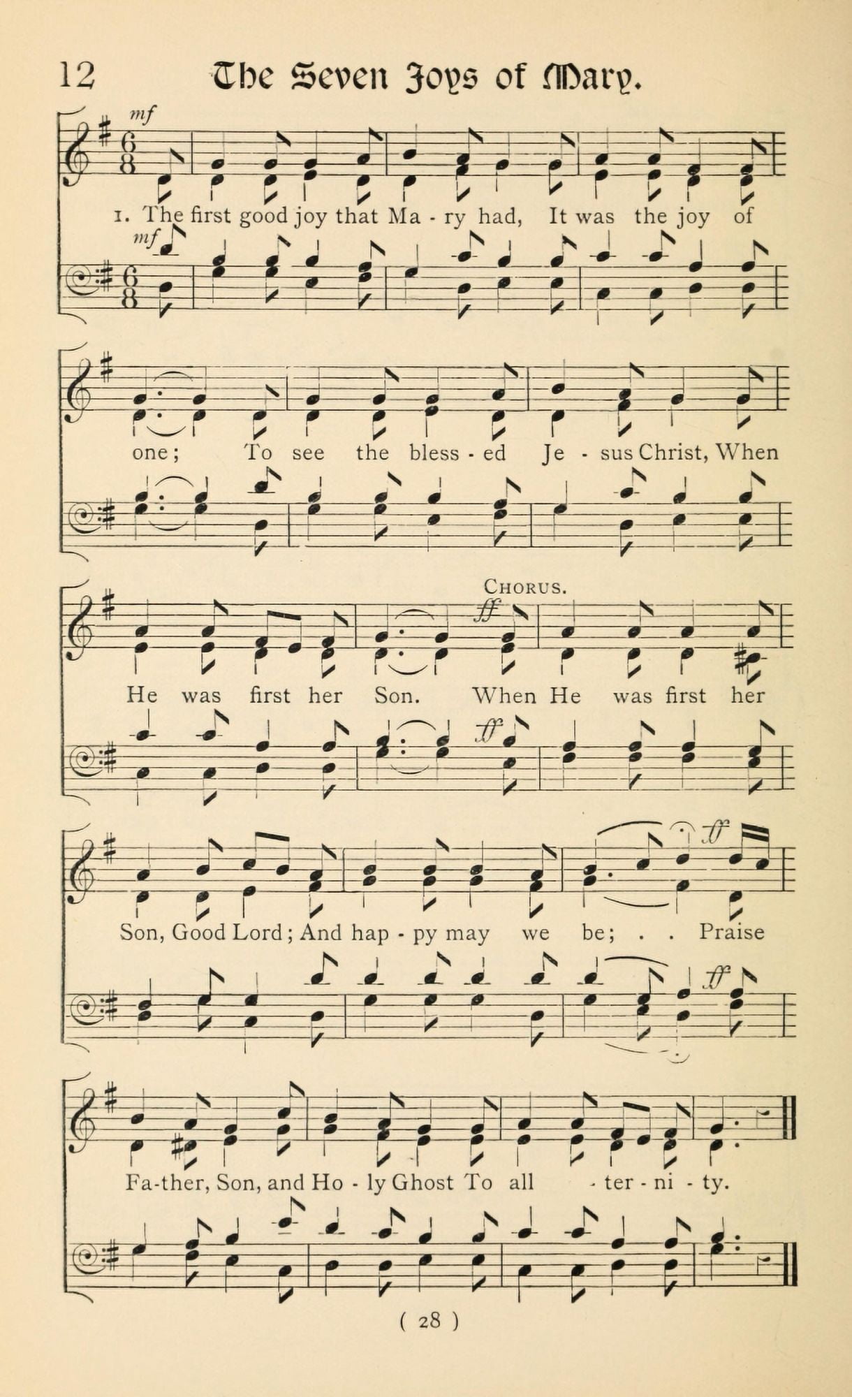 Seven Joys of Mary 1 Christmas Carols New & Old 1850 Canvas Art - (18 x 24)